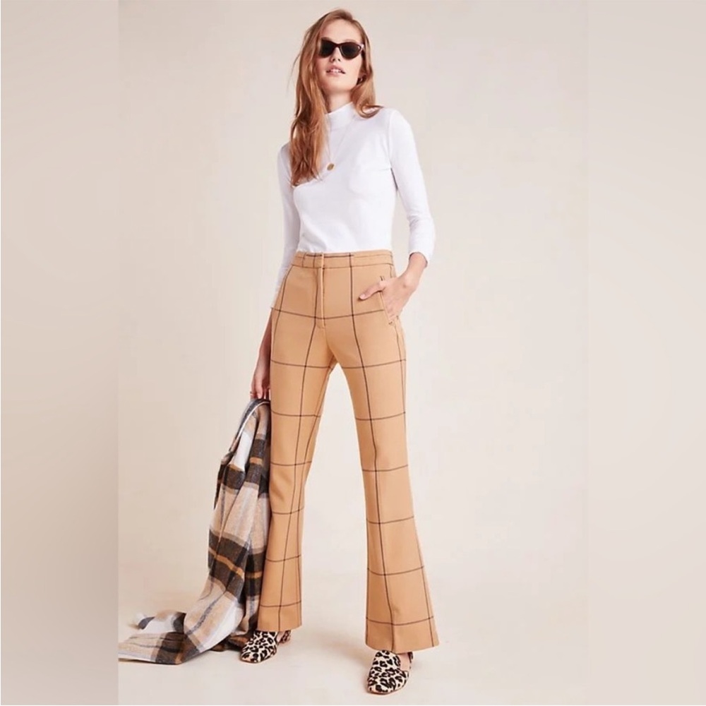 Anthropologie Sable Windowpane Trousers Size 6 Office Wear Professional EUC